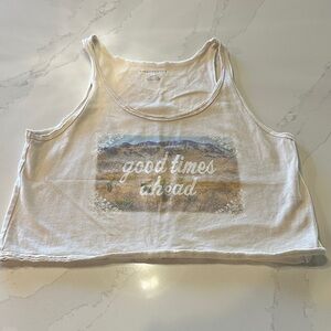 American Eagle Outfitters White Graphic Crop Top